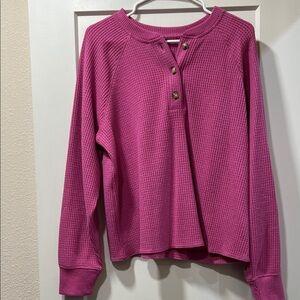 Old Navy Fuchsia Waffle Knit Long Sleeve